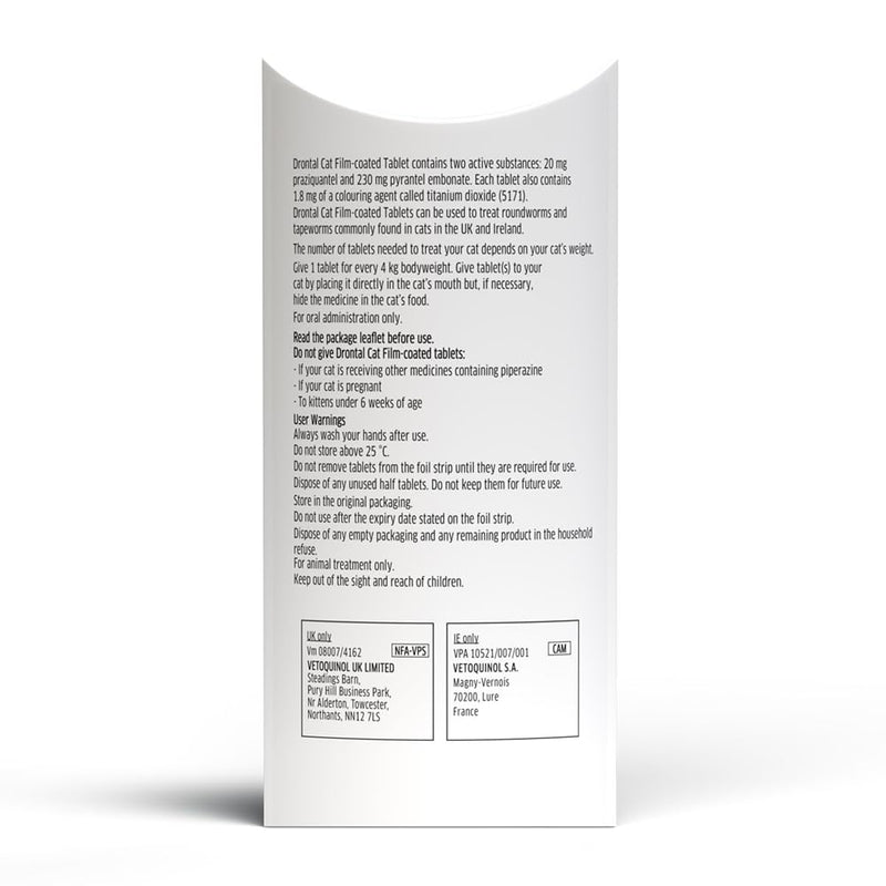Drontal Wormer tablets for Small and Medium Cats (Under 4kg) x 1 Tablet