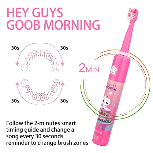 OJV 8620 Musical Electric Toothbrushes 8630 Kids Sonic Electric Toothbrushes (Pink+Bule)