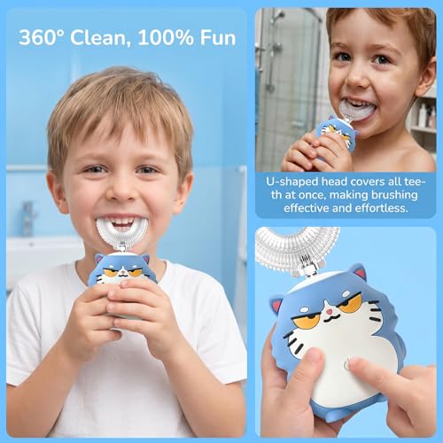 Kids Electric Toothbrush,u Shaped Electric Toothbrush Bule（2-6ag）