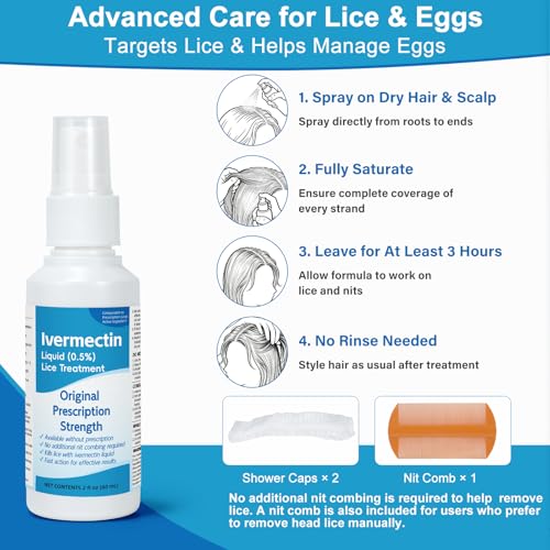 Liquid for Adults (2 Fl Oz), Lightweight Hair, Fast-Apply Topical Liquid Formula, for Head Lice & Egg Care