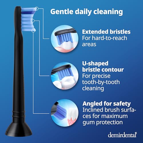 Toothbrush Heads mini Medium Compatible with Philips Sonicare Toothbrush Heads - Small Medium Replacement Heads - Daily Precision Brush Heads - Black - Replaces HX6028-8 Pack