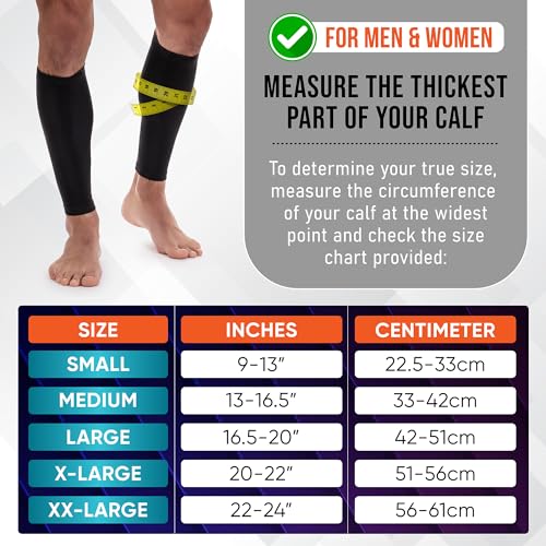 Calf Compression Sleeves for Men and Women - (2 Pair) Footless Compression Socks Support for Running, Cycling, Sports - Leg Sleeve Brace, Helps with Pain Relief Small Black (2 Pairs)
