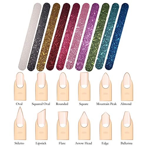 P2P Nails Glitter Colorful Nail File Strips - Manicure and Pedicure Nail Buffers - Double Sided Filers for Shaping and Smoothing Toenails and Fingernails (Regular, 20) Regular
