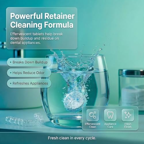 Retainer Cleaner Tablets 120 Count | Retainer Cleaning Tablets for Clear Aligners, Mouthguard & Night Guard | Aligner Cleaner | Dental Cleaner Tablets | Fresh Mint Flavor