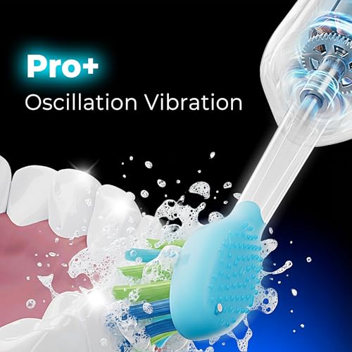 7AM2M Ultrasonic Electric Toothbrush for Adults&Teens with LED Screen, 5 Modes, One Charge for 365 Days, with 8 Brush Heads and Travel Case (Pink)