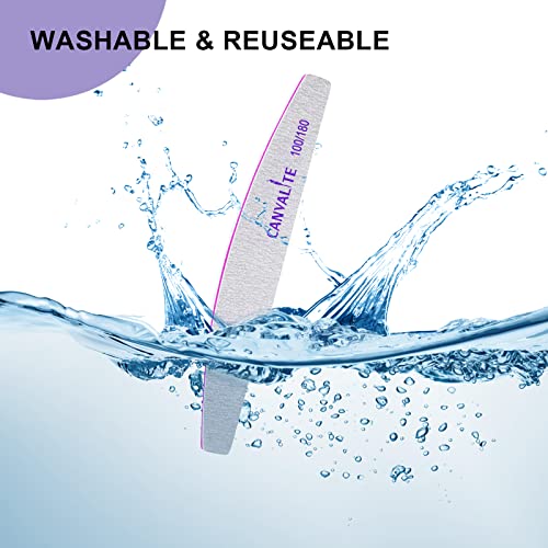 Canvalite 10 PCS Nail File Professional Nail Files Reusable Double Sided Emery Board(100/180 Grit) Nail Styling Tools for Home and Salon Use Christmas Gifts for Women Half moon 10 Count (Pack of 1)