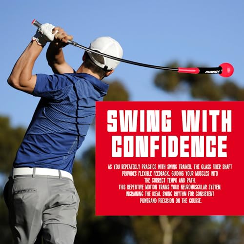 CHAMPKEY Professional Golf Swing Trainer with Customizable Size Grip - Come with 2 Golf Alignment Sticks - Choose Grip Size and Swing Training Aid Length Oversize （Grip Size） 40 Inches