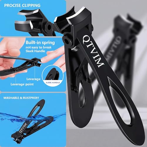 Toenail Clippers for Thick Nails for Men Seniors|3 Pack Ergonomic Long Handle Angled Head Toe Nail Clippers with Catcher|Premium Steel Wide Opening Fingernail Clipper-Heavy Duty Nail Clipper for women