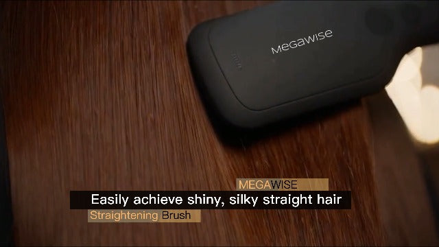 MEGAWISE Pro Ionic Straightener Brush, 20s Heat, Auto-Off, Dual Volt