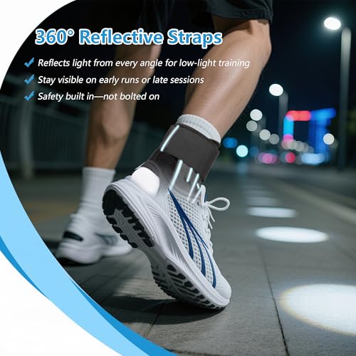 Quick-Lace Ankle Brace for Women & Men, with Side Stabilizers and Reflective Strap, Sport Injury Recovery Support for Basketball, Volleyball, Running, Ankle Sprain & Tendonitis, Size L Reflective Strips Version