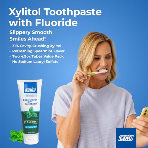 Epic Dental Sugar Free Oral Care Set – 144-Piece Spearmint Gum, 360 Peppermint Mints, 2 Tubes Spearmint Fluoride Toothpaste – Aspartame Free, Dentist Approved, Helps with Dry Mouth & Cavity Care