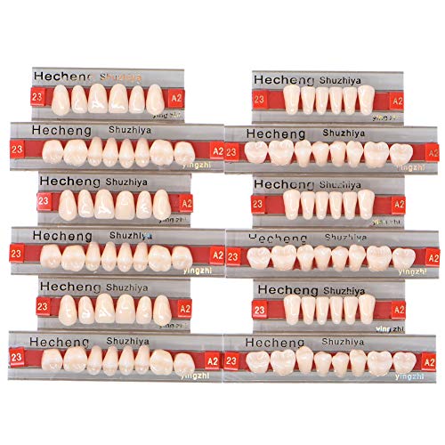 84 Pcs Dental Complete Acrylic Resin Denture False Teeth 3 Sets Synthetic Polymer Resin Denture Teeth 23 Shade A2 Upper + Lower Dental Materials