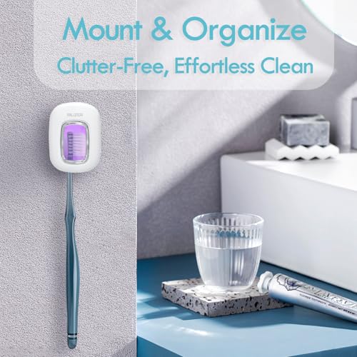 UV Toothbrush Sanitizer Cover, Rechargeable Travel Cap with Magnetic Wall Mount, Portable Cleaner for Any Size Toothbrush White