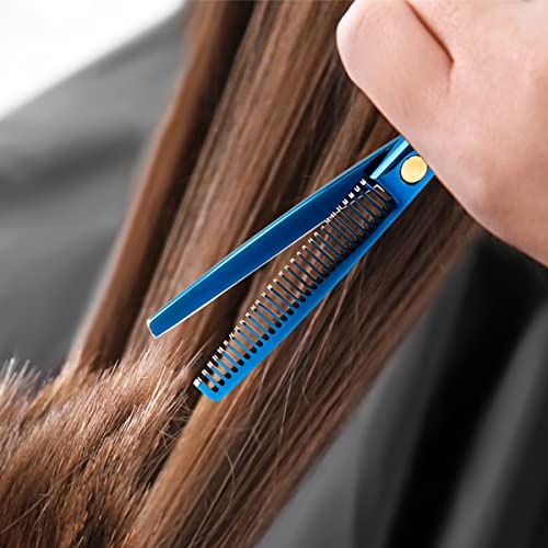 Professional Hair Cutting Scissors Sets Stainless Steel Barber Hairdressing Scissors Multifunctional Salon Thinning Scissors Straight Shears Tools for Men Women Home Use (Blue) Blue