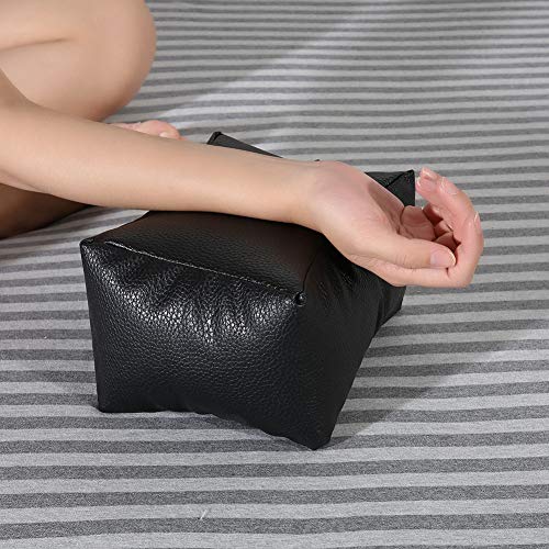 KIMISS Dual Use Nail Art Table Hand & Foot Pillow - Soft PU Arm Rest for Salon Manicure and Pedicure - Comfortable Support in White (Black) Black
