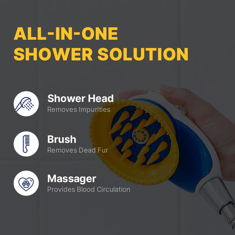 [PETHROOM] Pet Relaxing Grooming Brush Scrubber Shower Wash Head Attachment for Dogs and Cats Spa Washing & Bathing | Dog Cat Hair Deshedding Splash Shield | Massage Rubber Bath Tool - BeesActive Australia