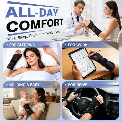 kefit Thumb Brace Thumb Spica Splint for Arthritis, De Quervain's Tenosynovitis, Tendinitis & Trigger Thumb Pain Relief, Breathable Lightweight, Night Support Stabilizer for Right Hand, Large