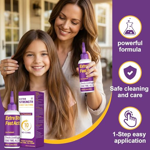 Miguelina Head Lice Treatment, Extra Strength Treats Lice&Eggs, one time All Gone, 3.38 fl oz