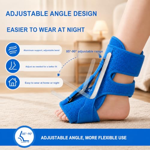 Plantar Fasciitis Night Splint, Foot Drop Brace, Adjustable Dorsiflexion, Breathable Memory Foam Men Women (Purple) Purple