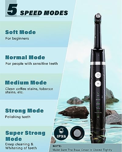 Tooth Polisher, Rechargeable Tooth Whitening Kit for Teeth Cleaning Black