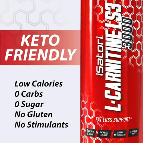 iSatori L-Carnitine LS3 3000 - Boost Energy & Metabolism, Triple-Blend L-Carnitine Liquid Supplement, Low-Calorie, Keto-Friendly, Stimulant, Sugar & Gluten-Free, Bombsicle Flavor (32 Servings)