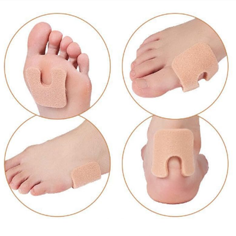 MoyRetty 60pcs U-Shaped Felt Callus Pads, Metatarsal Pads Self-Stick Cushions Protect Calluses from Rubbing on Shoes, Reduce Foot and Heel Pain