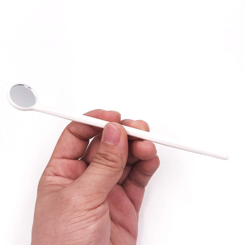 100pcs Disposable Dental Exam Mouth Mirrors Oral Dental Mirror Plastic Dental Instrument (White) White