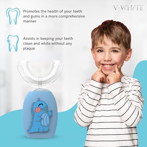 V-WHITE Ultrasonic U-Shaped Toothbrush for Teeth Whitening, Electric Toothbrush for Adults & Kids - 360° Mouth Cleansing - Wireless Charging & LED Light -Waterproof IPX7 Certified