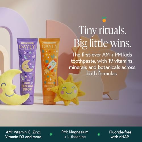 DAYLY Kids AM/PM Toothpaste Bundle, Nano Hydroxyapatite, Pack of 2 Kids Ritual