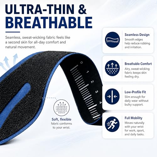Ultra-Thin TFCC Wrist Brace, 3D Gel Pad, Navy Blue, 1-Pack