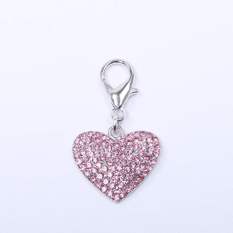 Dog and cat shiny heart shape full rhinestone charm pendant Pink - BeesActive Australia