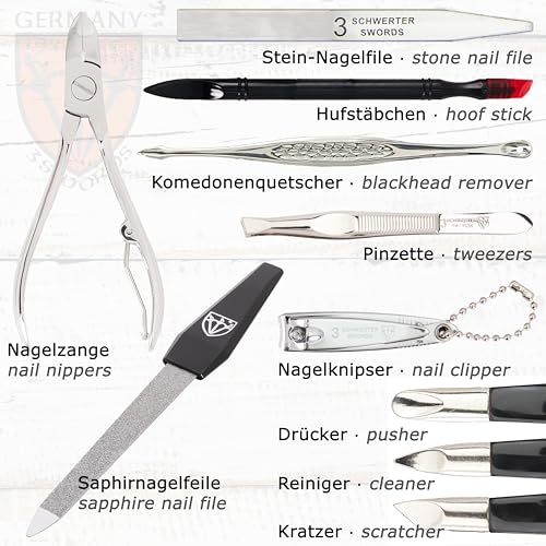 3 Swords Germany – manicure pedicure set kit (656) OSTRICH BROWN