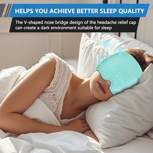Migraine Relief Cap, All Around Gel Covered Reusable Headache Relief Cap, Blue Migraine Cap for Headache Relief, Puffy Eyes