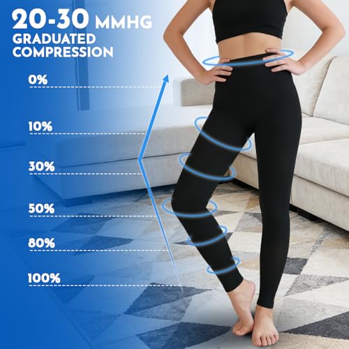Medical Compression Leggings 20-30mmHg Graduated Support Pantyhose Large Black