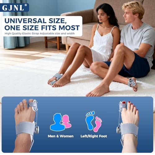 GJNL Bunion Corrector for Women & Men – Upgraded Adjustable Bunion Fix for Big Toe Separation Pain Relief, Bunion Splint Suitable for Left/Right Feet, Toes Alignment Hallux Valgus Correction (Grey) Grey