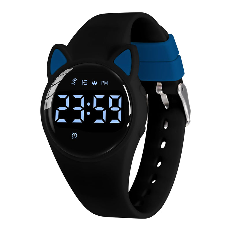 Kids Digital Watches for Girls Boys, Sports Watch with Fitness Tracker, Pedometer, Alarm Clocks, Stopwatch, No App Needed & Waterproof Kids Watch, Gift for Teens Girls Boys Ages 5-14 T6F-BlackBlue-Y