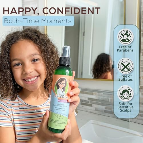 Lice Prevention Leave-In Conditioner Spray for Kids – Natural Daily Detangler with Plant Oils & Extracts – Gentle, Non-Greasy Formula for Shiny, Soft Hair – 8 oz