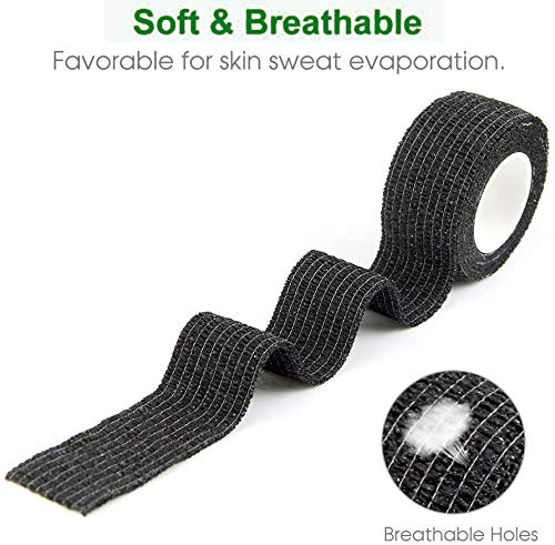 Self Adhesive Bandage Rolls Grip Cover Sensi Wrap Tape for Sports,Wrist,Ankle,Pets 5-Yards 24pcs (1 inch, Black) 1 Inch (Pack of 24) - BeesActive Australia