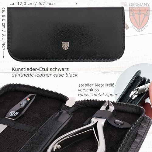 3 Swords Germany - Brand Quality Professional Toe Nail Nipper Clipper Set Stainless Steel Wave Nipper, Head Cutter, Nail File with case for ingrown Toe Nails, Manicure Pedicure by 3 Swords (196) Black - 2 Tools
