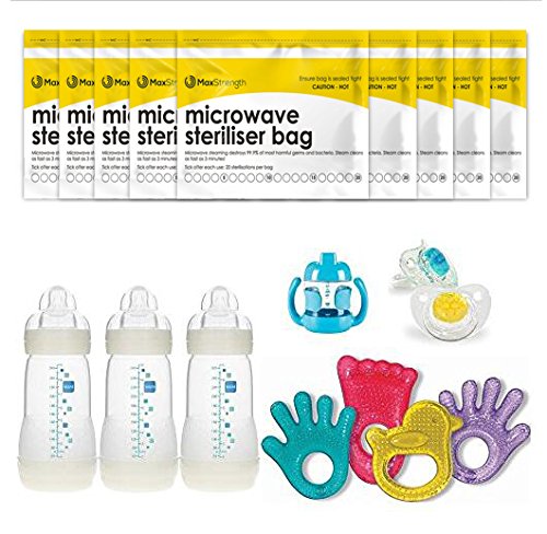Premium Microwave Sterilizer Bags (20pcs) by Max Strength, Large & Durable Steam Bags for Baby Bottles, Soothers, Teethers & Training Cups, 20 Uses Per Bag & Marking System - BeesActive Australia