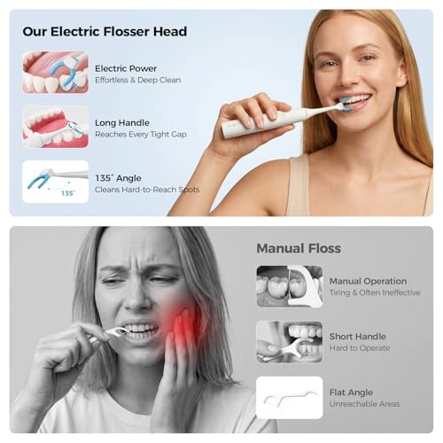 Electric Flosser Refill Heads for Philips Toothbrush, 1 Holder & 90 Floss Picks, Gentle Gliding Dental Floss, Deep Plaque Removal for Philips Sonicare 4000/6000/7000/9000 Series & More-90 PCS 1 Count (Pack of 90) White