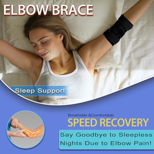 Elbow Brace, Adjustable Elbow Splint for Tennis Elbow Support Black One Size