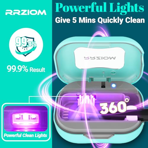 Toothbrush Case, RRZIOM Toothbrush Covers with Holder, Portable Toothbrush Cleaner Case for Travel Home for Electric & Manual Toothbrushes (Blue&White)