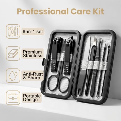 8-Pc Manicure Set,Stocking Stuffers for Men,Teen Boy,Gift Ideal for Husband Set of 8