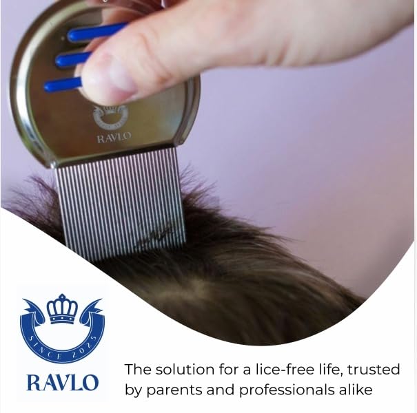 Professional Head Lice Comb Kit for Kids and Adults, Stainless Steel Fine Tooth Nit Comb for Removing Lice, Nits, Eggs and Dandruff, Reusable Hair Treatment Comb Set