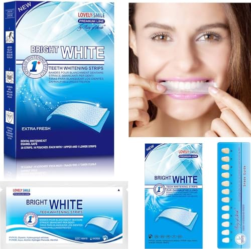 Lovely Smile Premium Line 50 Teeth Whitening Strips for 25 Applications - White Teeth in 1 Hour - Enamel Safe - No Slip and No Sensitivity - Dental Whitener Kit by Ray of Smile 50 Strips / Mint