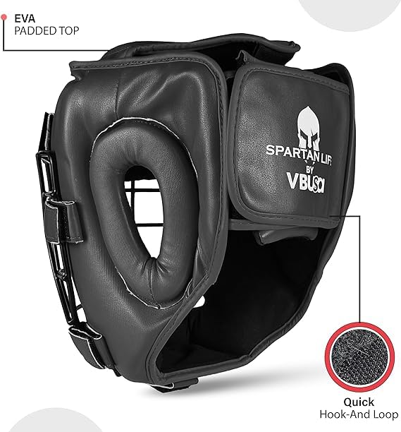 Boxing Headgear MMA Muay Thai, Removable Face Grill, Head Gear for Sparring Grappling Martial Arts Kickboxing Karate Taekwondo BJJ Training Head Guard X-Large Black - BeesActive Australia