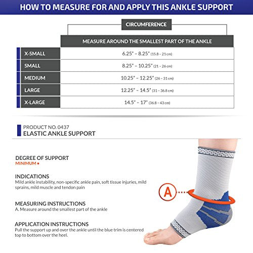 Champion Elastic Ankle Support Compression Sleeve, Gray, X-Large