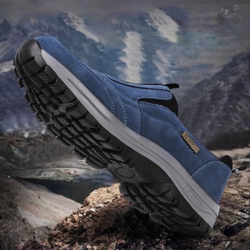 Men's Orthopedic Walking Loafers Comfortable Slip On Low-top Safety Hiking Sneakers Breathable Casual Waterproof Non-Slip Boat Shoes Brown 13