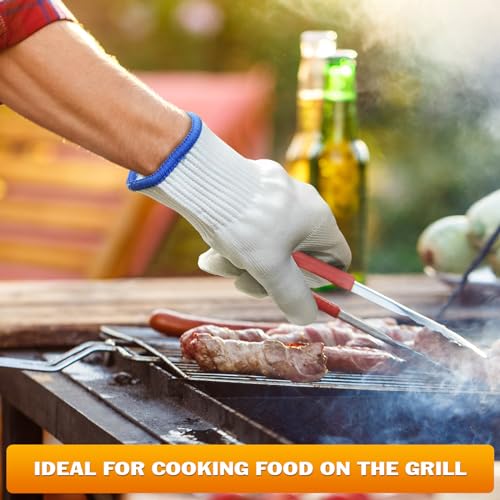 KETAR 2 Pair Aramid Fiber Heat Resistant Gloves for Cooking, 9.5 Inch